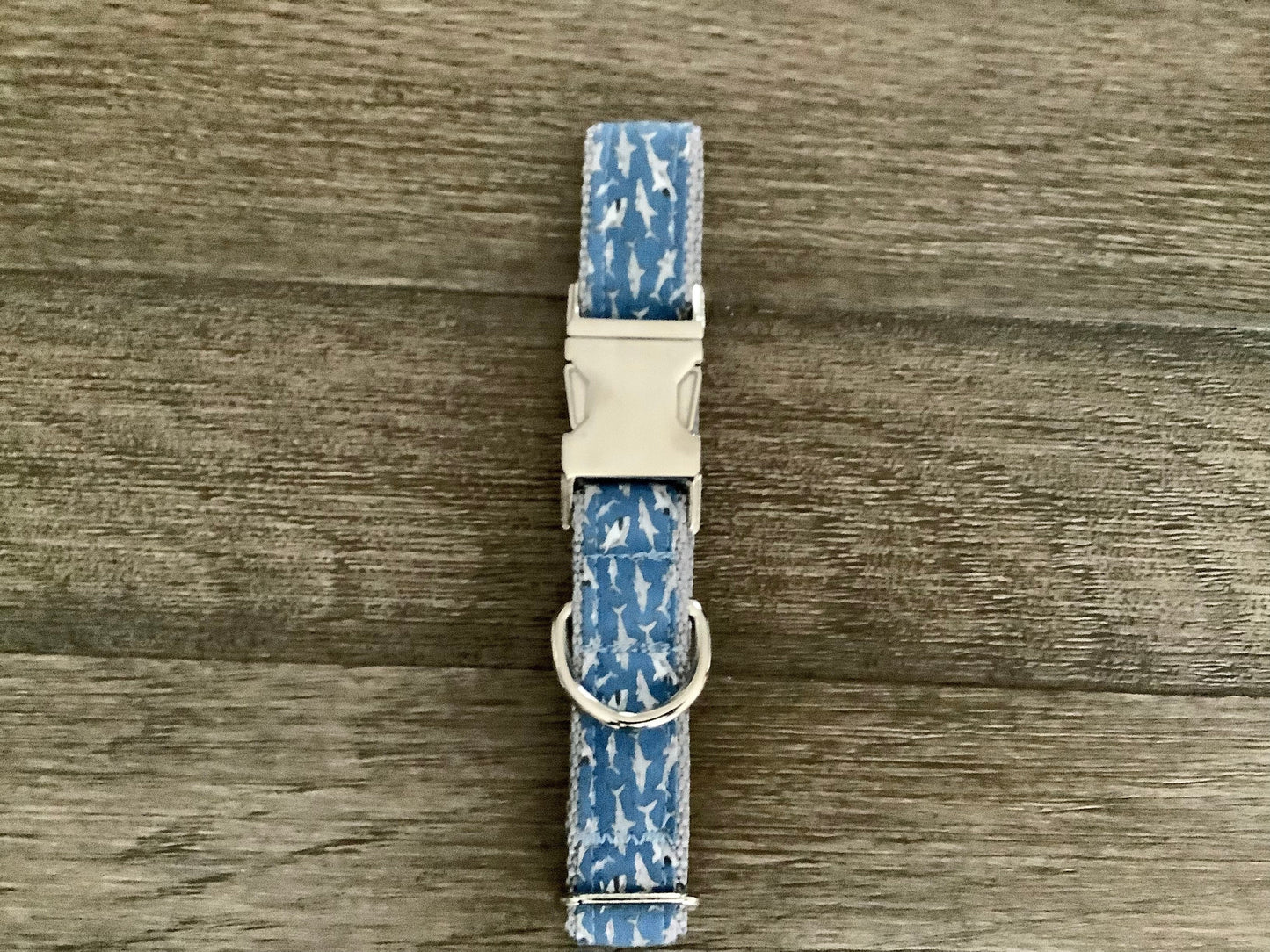 Handcrafted Adjustable Dog Collar with Sharks