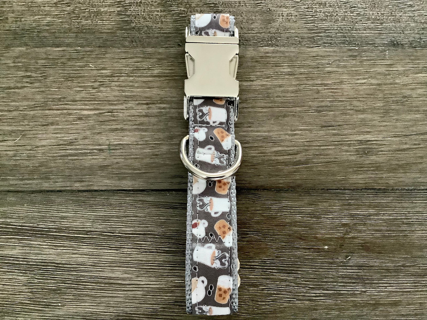 Handmade, Adjustable Dog Collar with Coffee