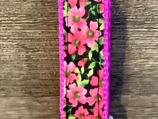 Adjustable Pink Floral Dog Collar