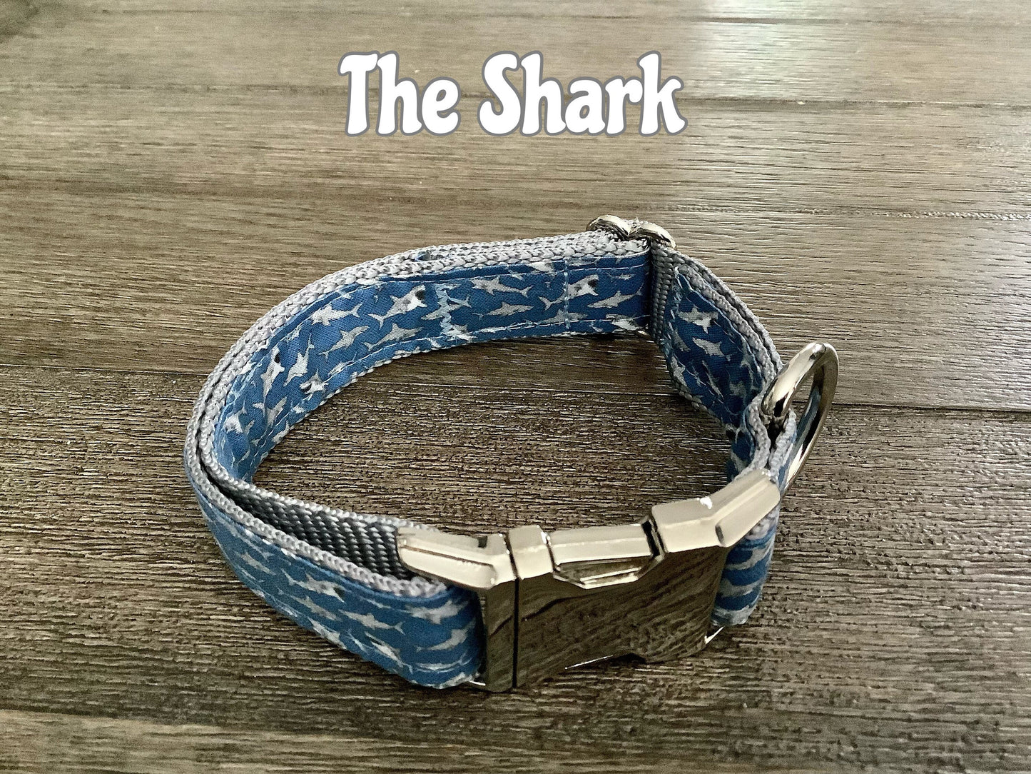 Handcrafted Adjustable Dog Collar with Sharks