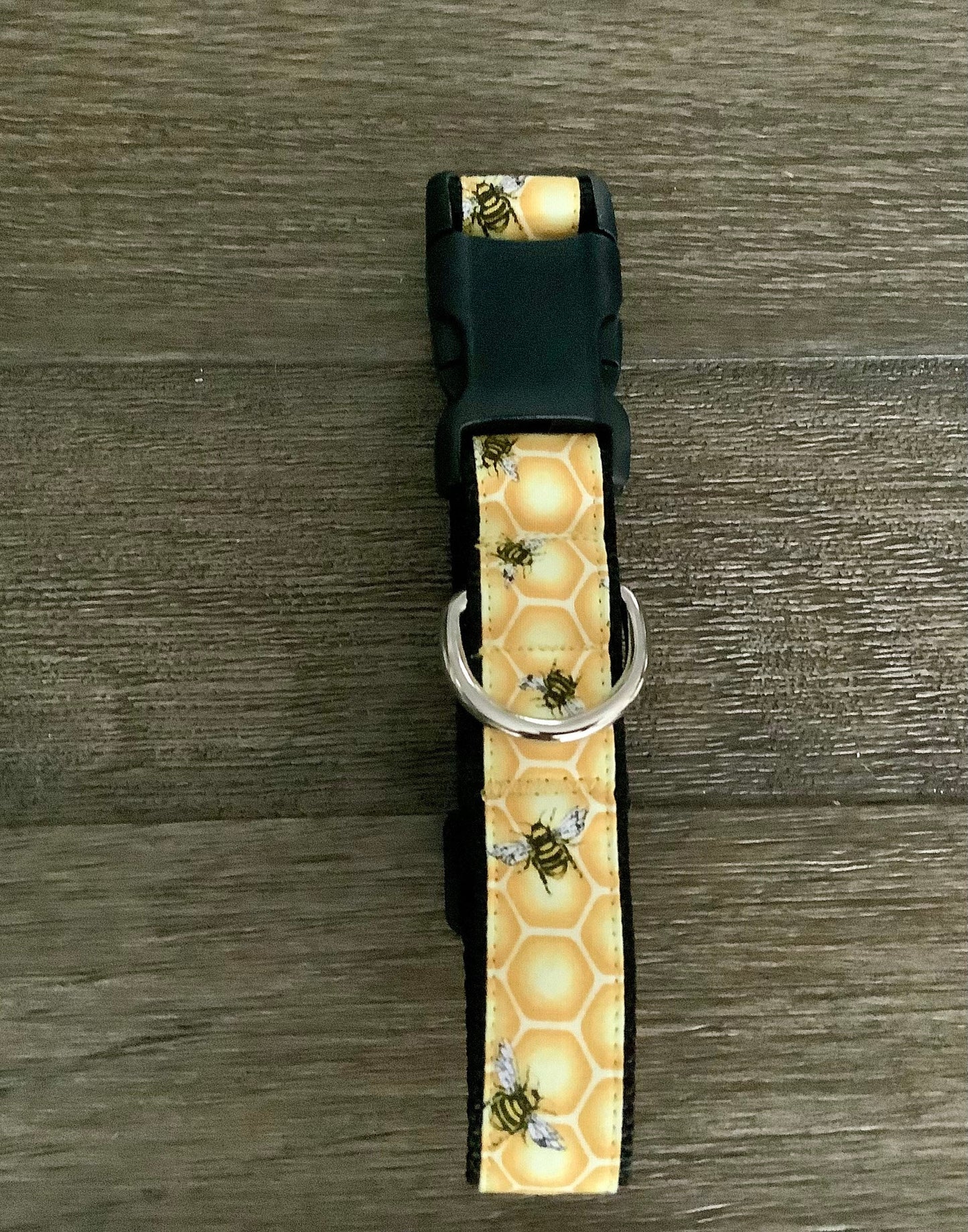 Handmade, Adjustable Dog Collar with Honeycomb and Bee's
