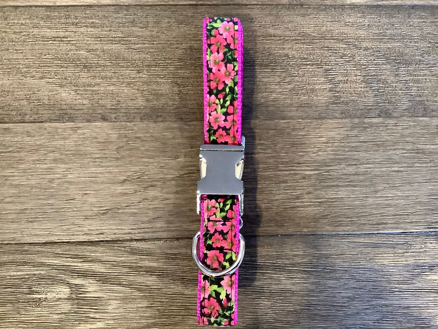 Adjustable Pink Floral Dog Collar