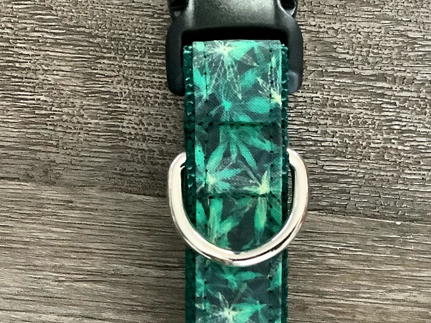 Handmade Dog Collar with Green Cannabis