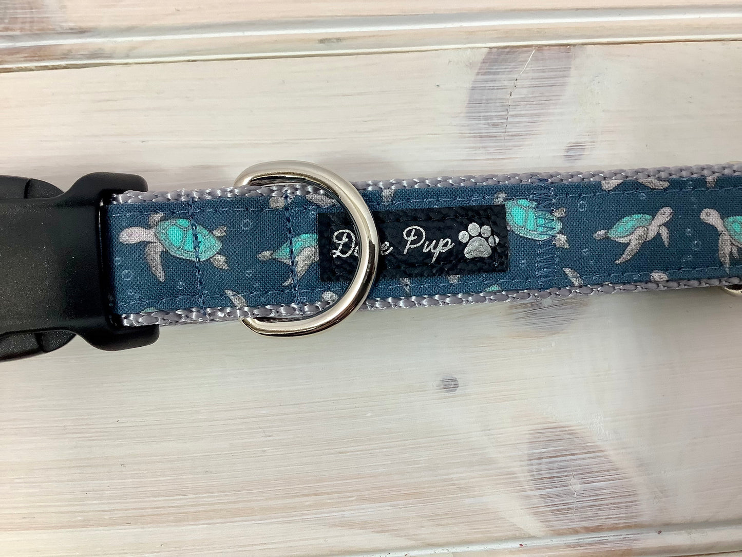 Handcrafted Adjustable Dog Collar with Sea Turtle