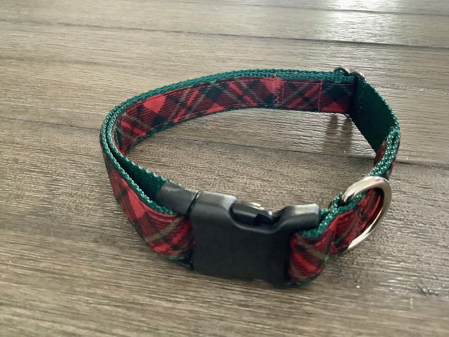 Red Plaid Adjustable pet collar for Christmas