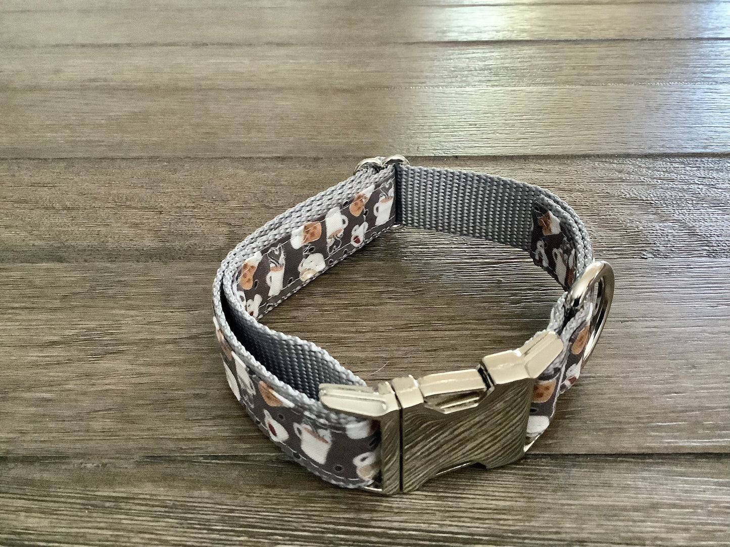 Handmade, Adjustable Dog Collar with Coffee