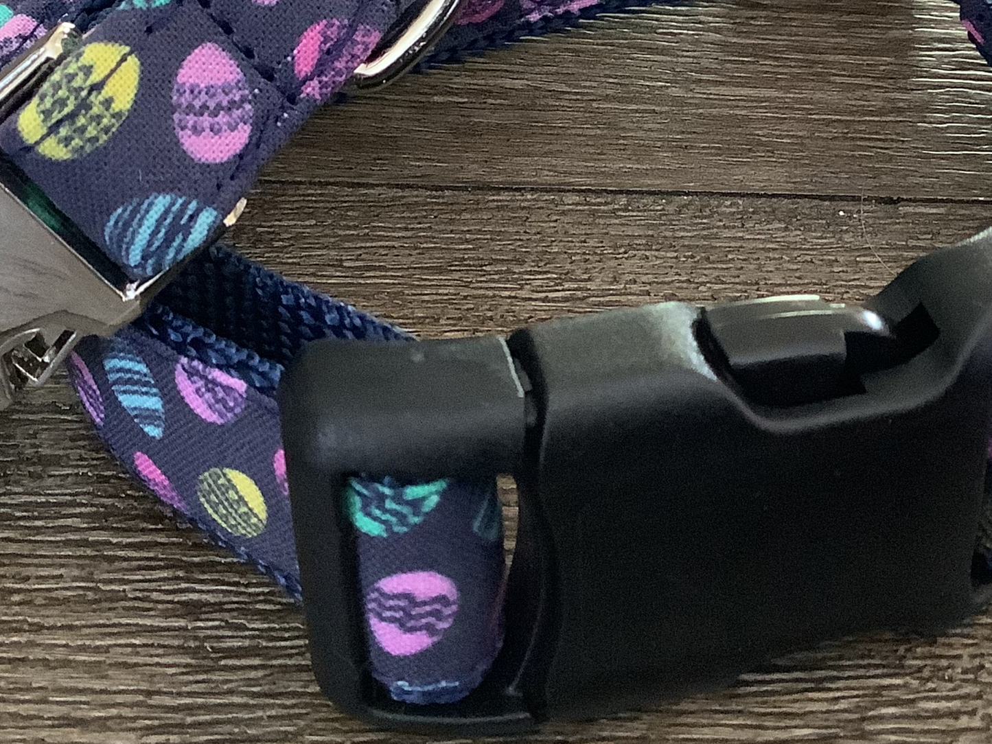 Adjustable Purple Dog Collar with Easter Eggs
