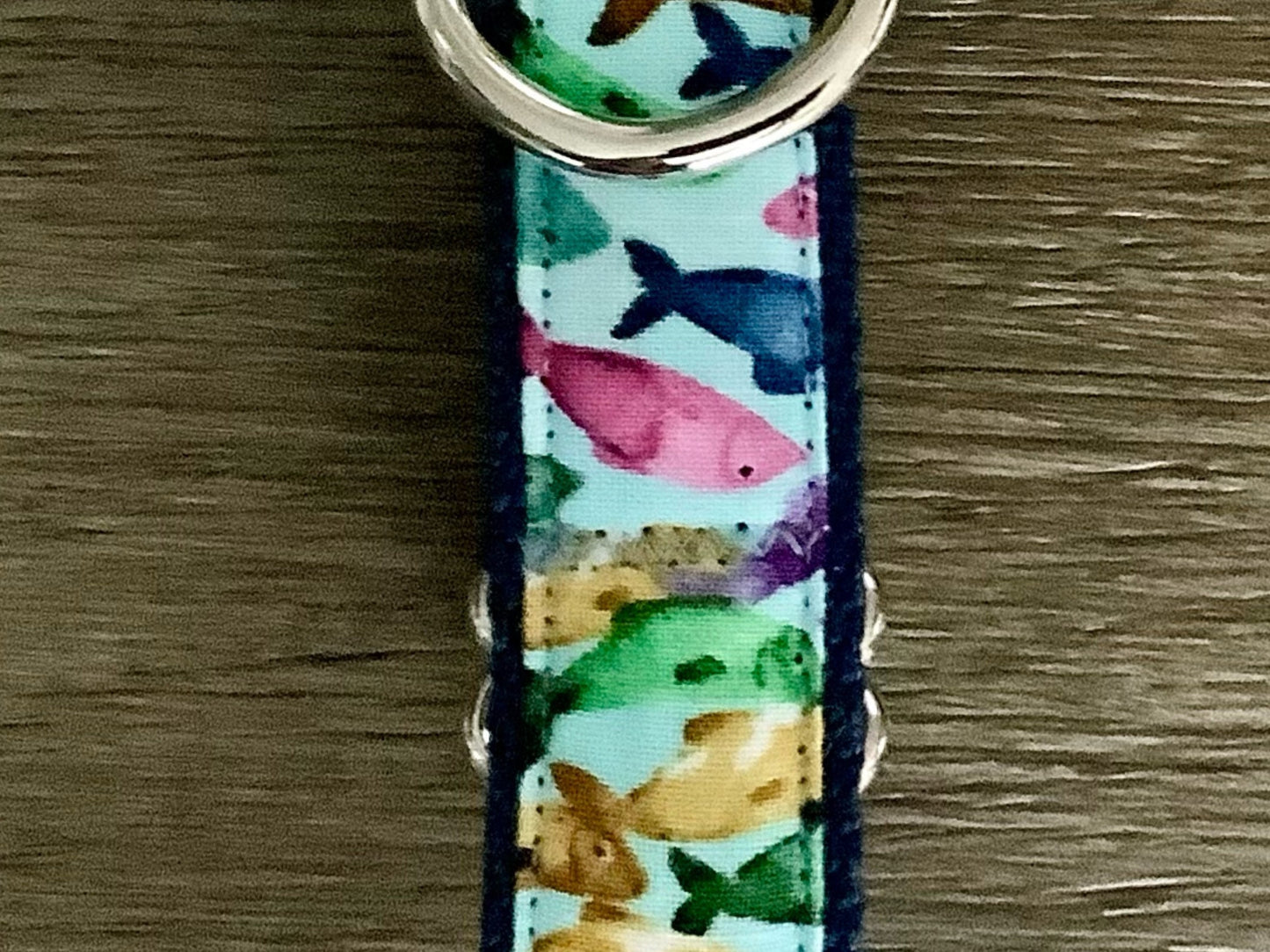 Lake Themed Dog Collar with Colorful Fish