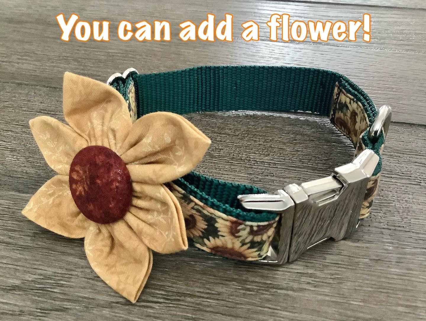 Adjustable Dog Collar with Sunflower for Fall