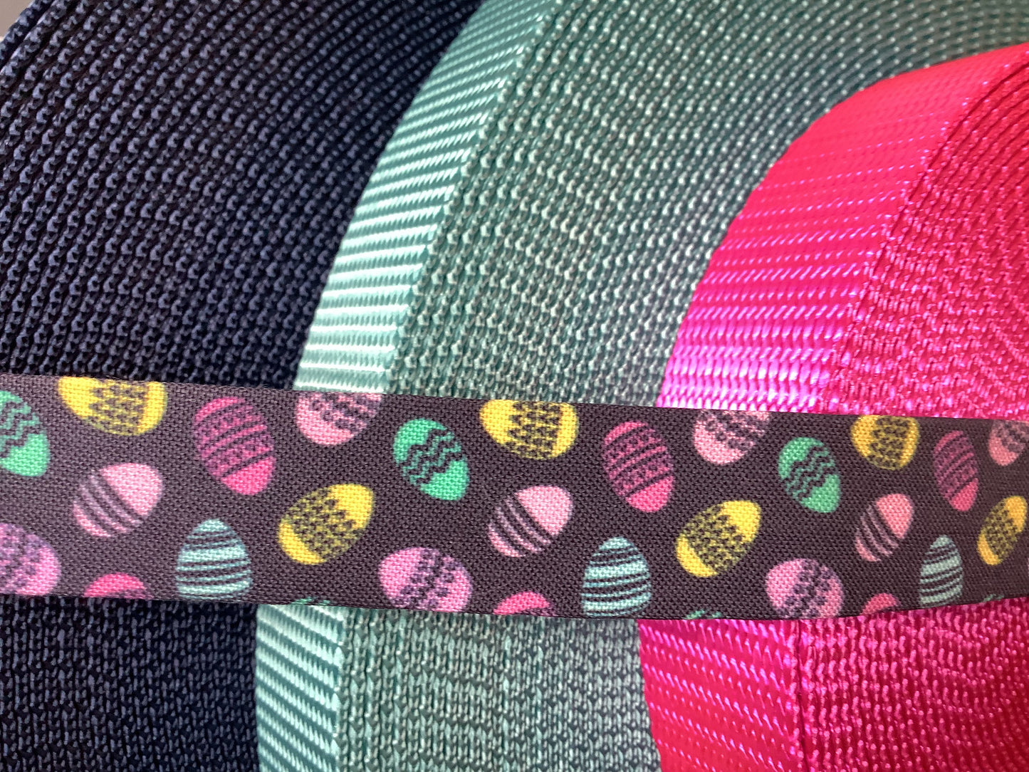 Adjustable Purple Dog Collar with Easter Eggs