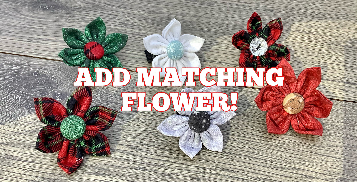 Handmade Blue Dog Collar with Winter Snowmen