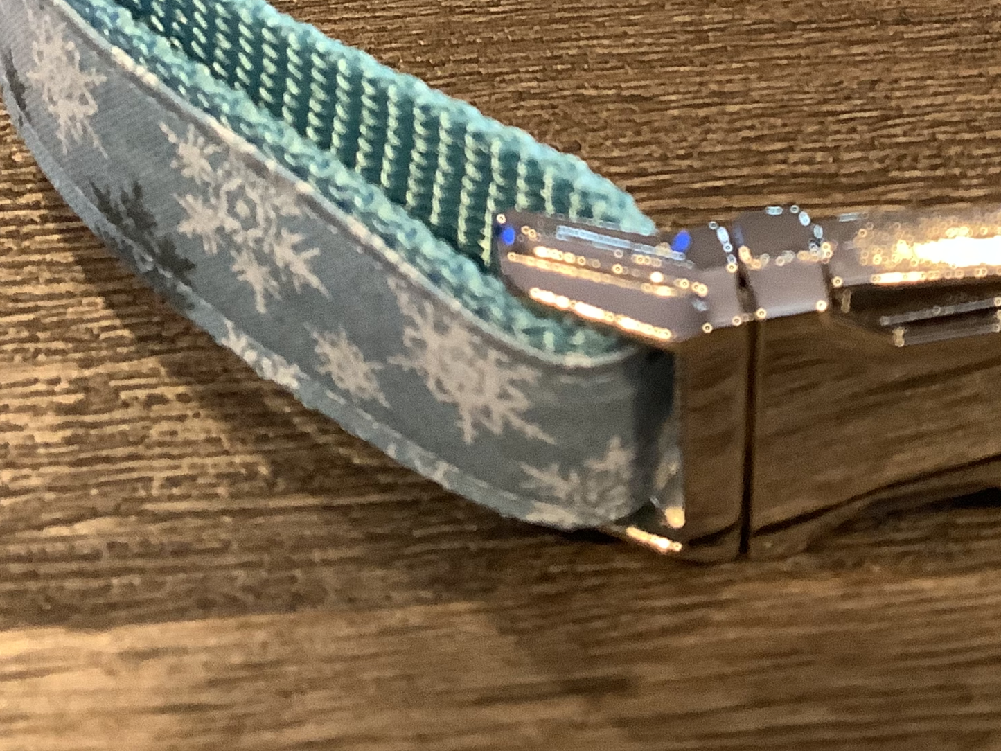Adjustable Dog Collar with SnowFlakes for Christmas, Blue
