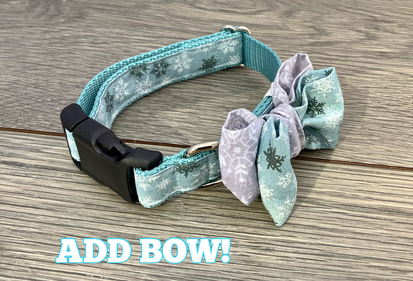Adjustable Dog Collar with SnowFlakes for Christmas, Blue