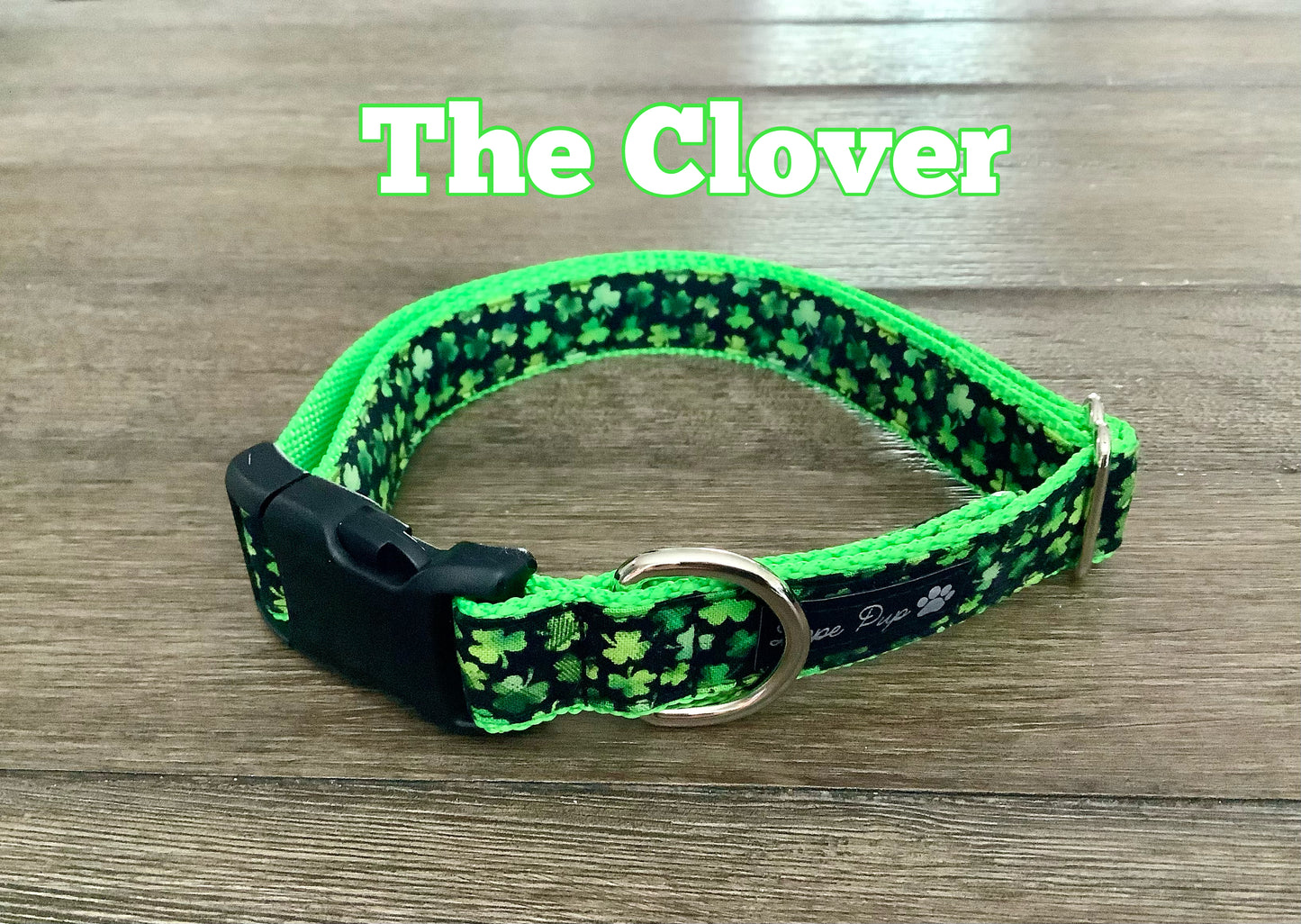 Irish Dog Collar with Green  Four Leaf Clovers for St. Patricks Day