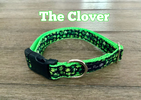 Irish Dog Collar with Green  Four Leaf Clovers for St. Patricks Day