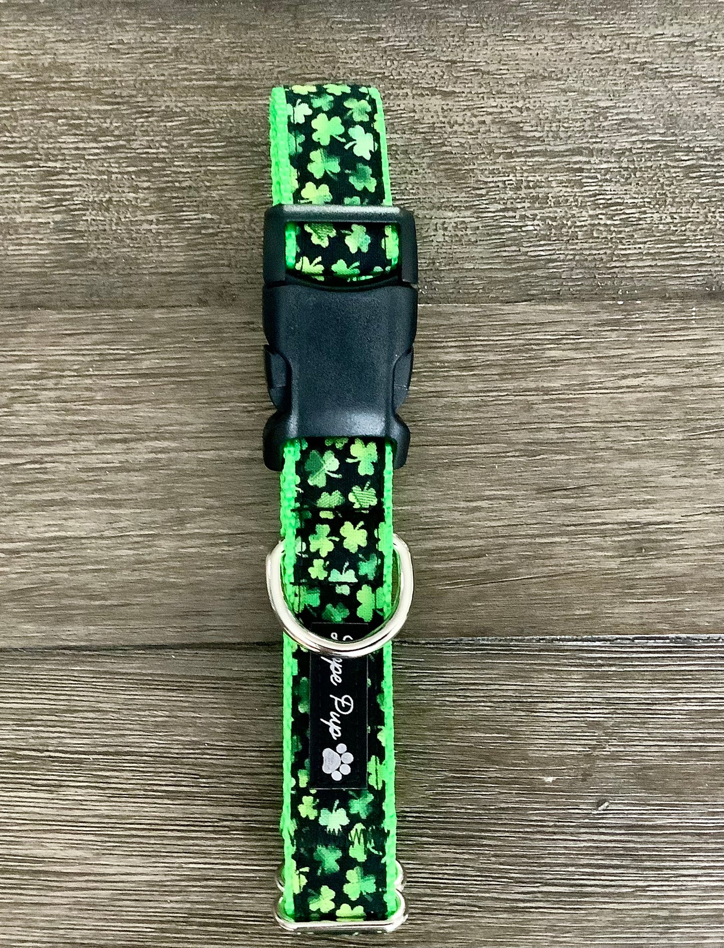 Irish Dog Collar with Green  Four Leaf Clovers for St. Patricks Day