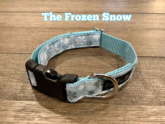Adjustable Dog Collar with SnowFlakes for Christmas, Blue