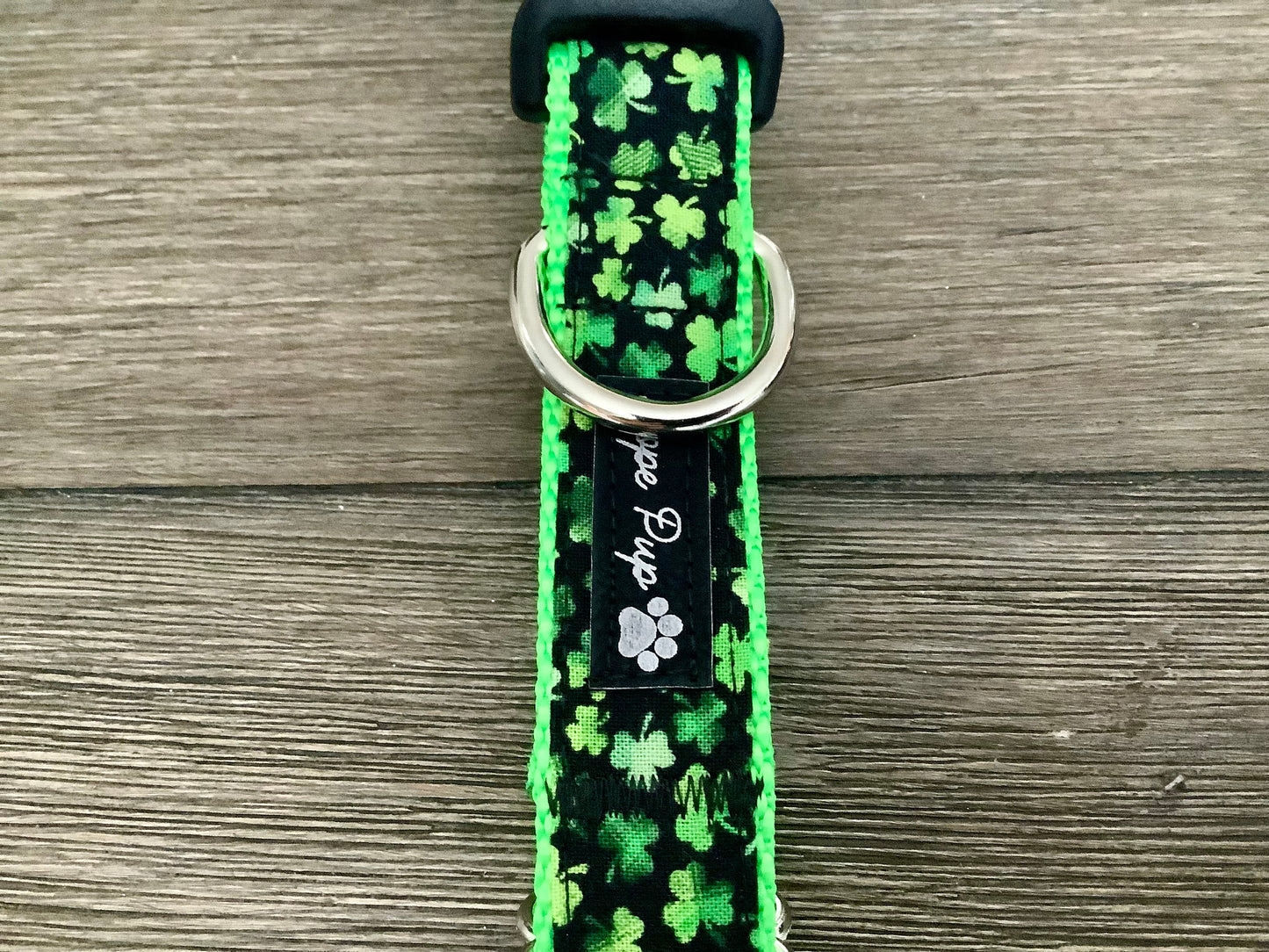 Irish Dog Collar with Green  Four Leaf Clovers for St. Patricks Day