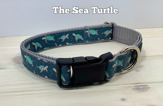 Handcrafted Adjustable Dog Collar with Sea Turtle
