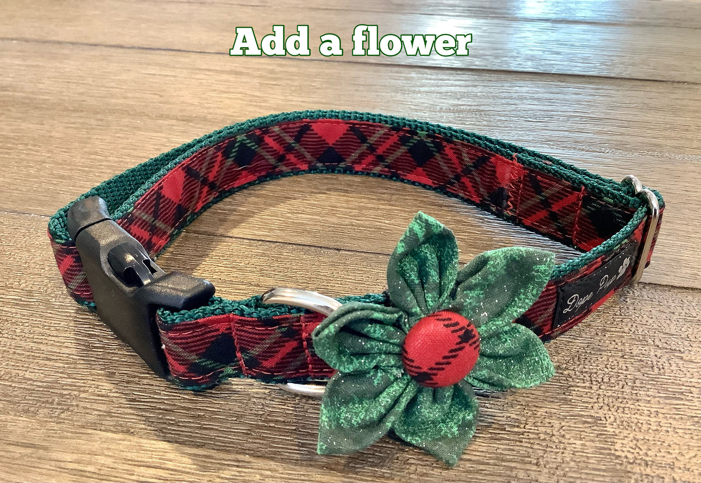 Red Plaid Adjustable pet collar for Christmas