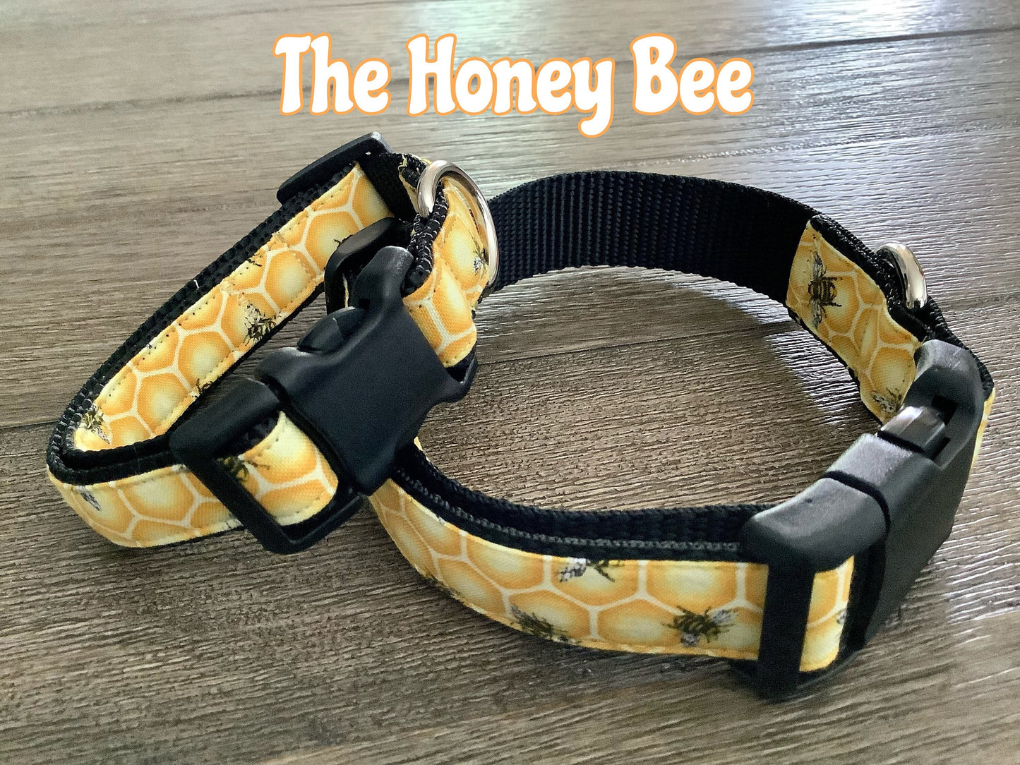 Handmade, Adjustable Dog Collar with Honeycomb and Bee's