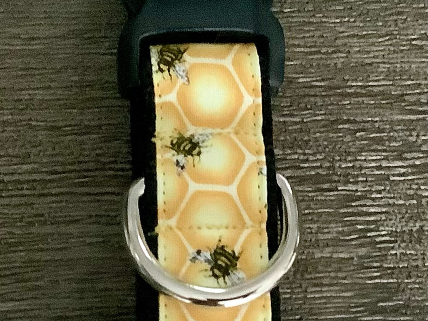 Handmade, Adjustable Dog Collar with Honeycomb and Bee's